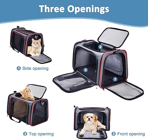 Miniatura 2 de Transportador de mascotas para perrera de lados suaves para perros pequeños, gatos, cachorros, transportador de gatos aprobado por aerolíneas,