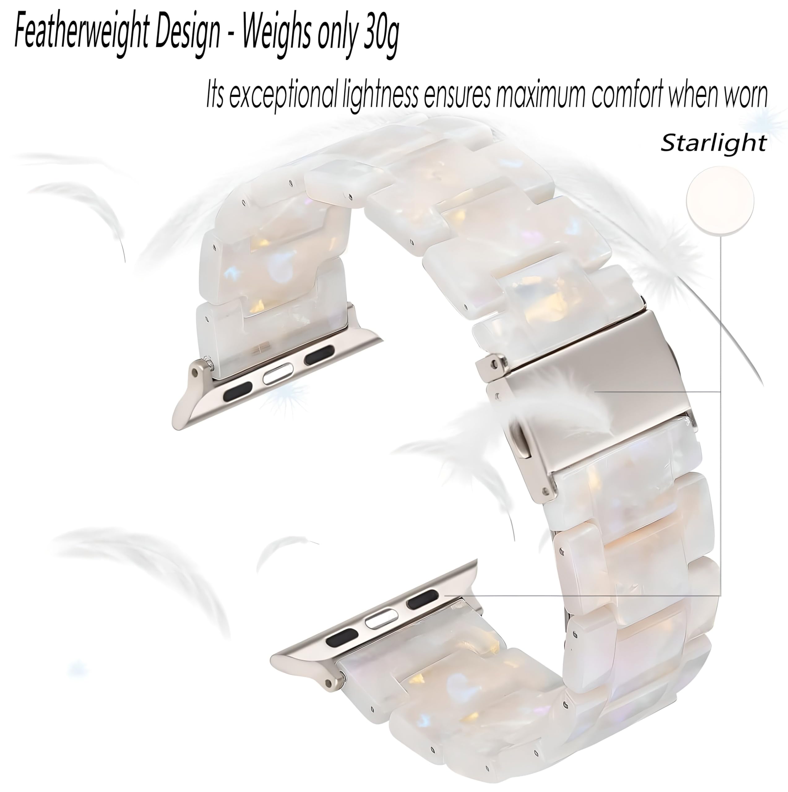 Cinturino Leggero in Resina Compatibile con Apple Watch Cinturini 38mm 40mm 41mm 42mm 44mm 45mm 46mm 49mm, Fibbia in Acciaio Inossidabile Cinturino per iWatch Ultra SE Serie 10 9 8 7 6 5 4 3 2 1