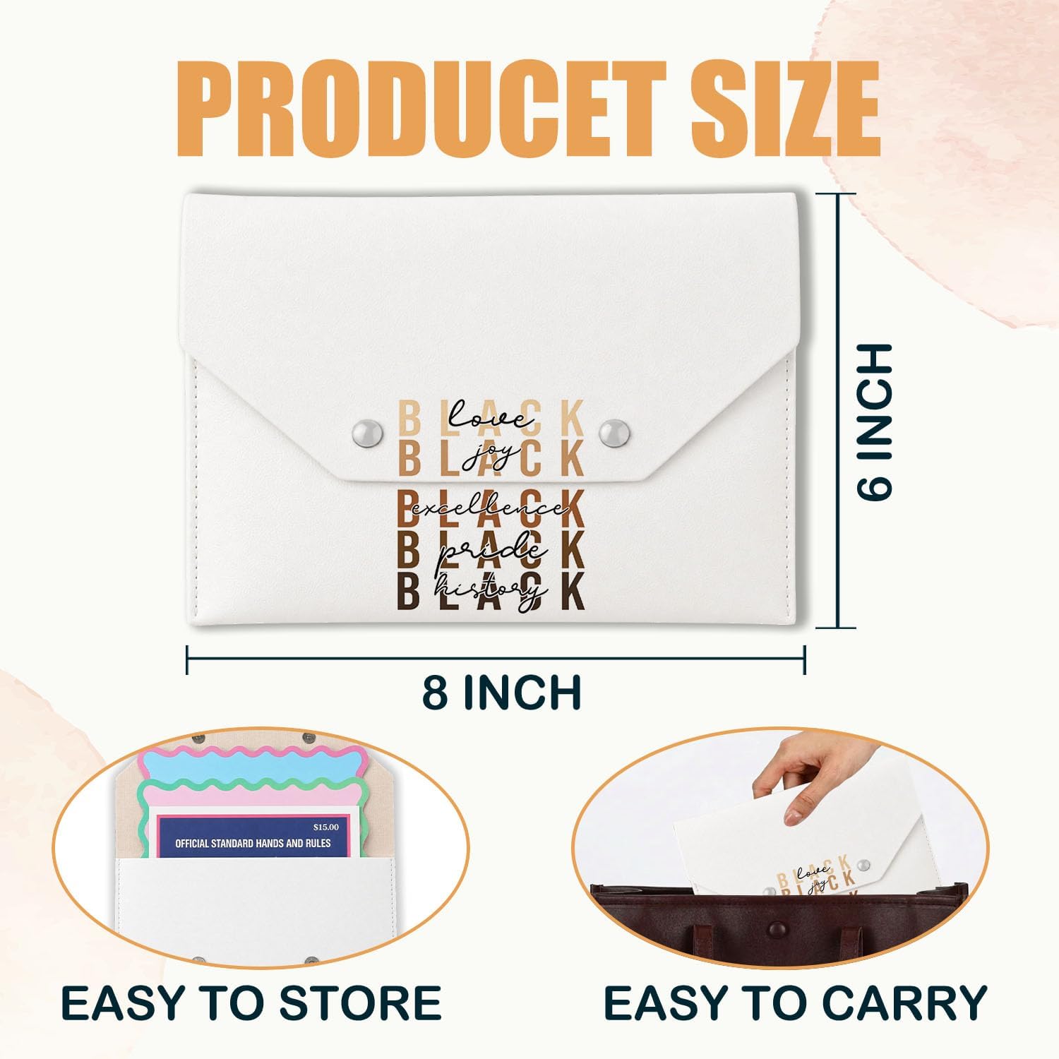 Black Girl Woman Gifts Leather Mahjong Card Bag Holder Pouch image 2