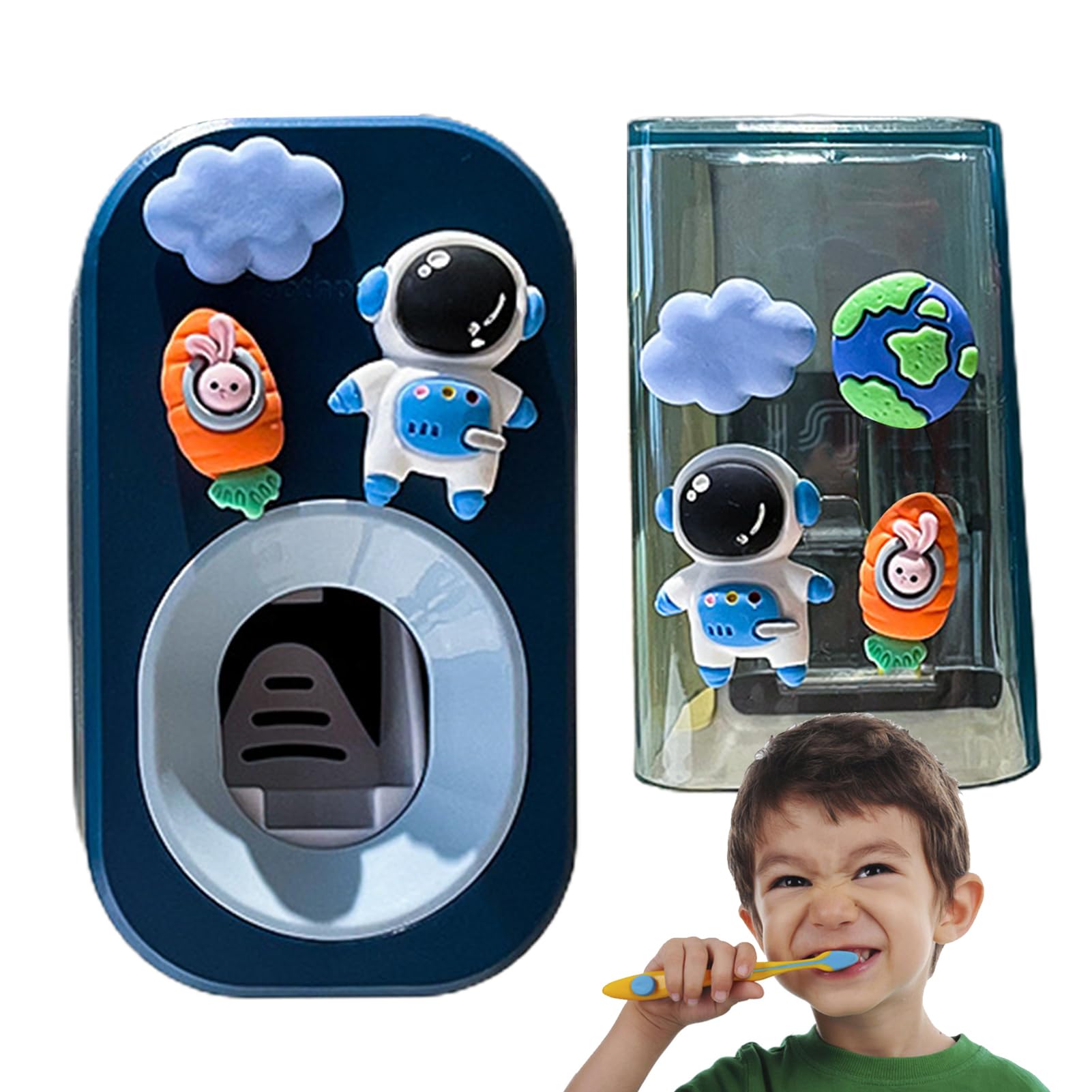 Automatischer Zahnpastaspender für Kinder, 3 Zahnbürstenhalter, große Kapazität, multifunktionaler Zahnpasta-Halter, niedlicher wandmontierter Zahnpasta-Spender, Zahnbürsten-Organisation