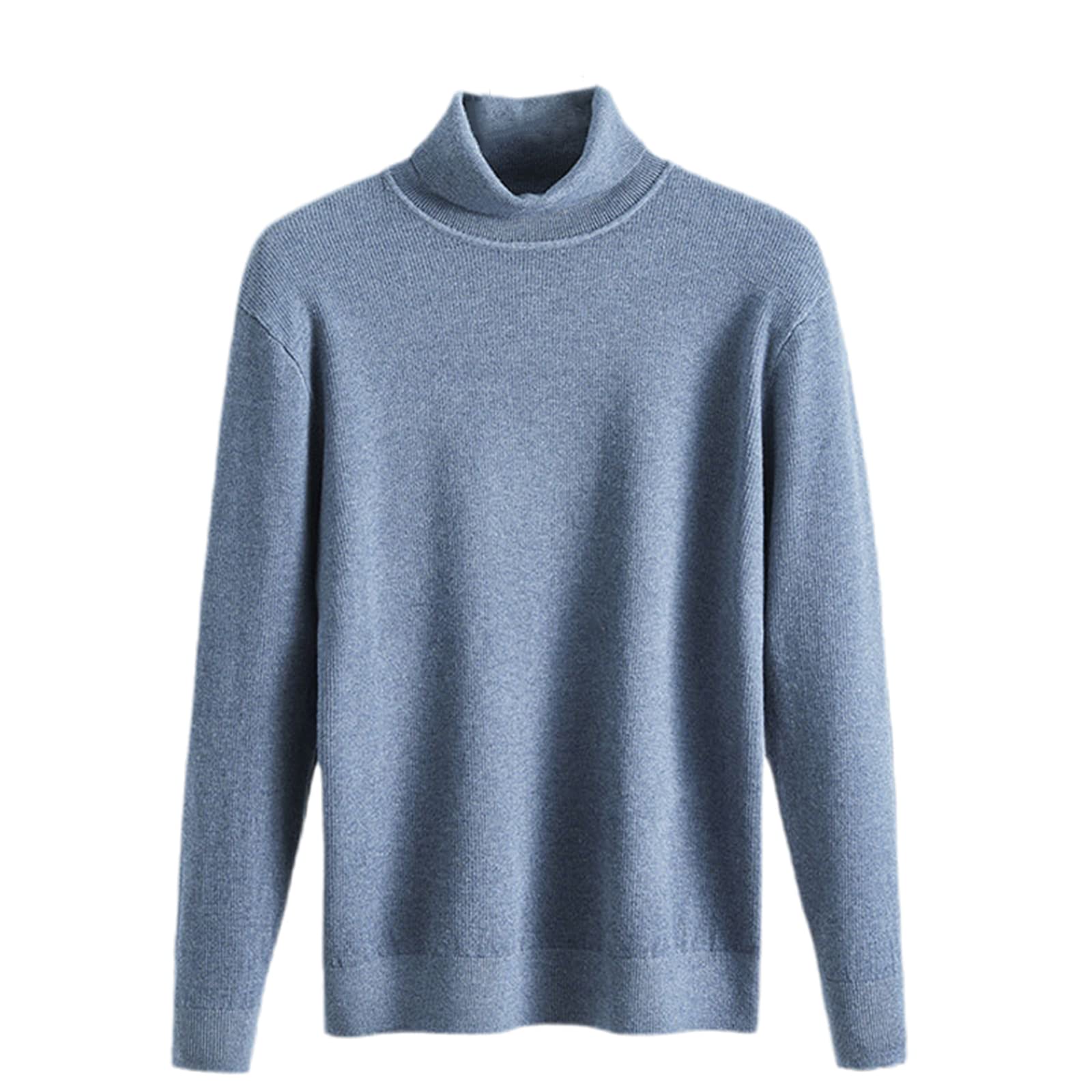 Męski ciepły sweter z golfem solidny modny sweter na co dzień gruby sweter, NIEBIESKI, XL