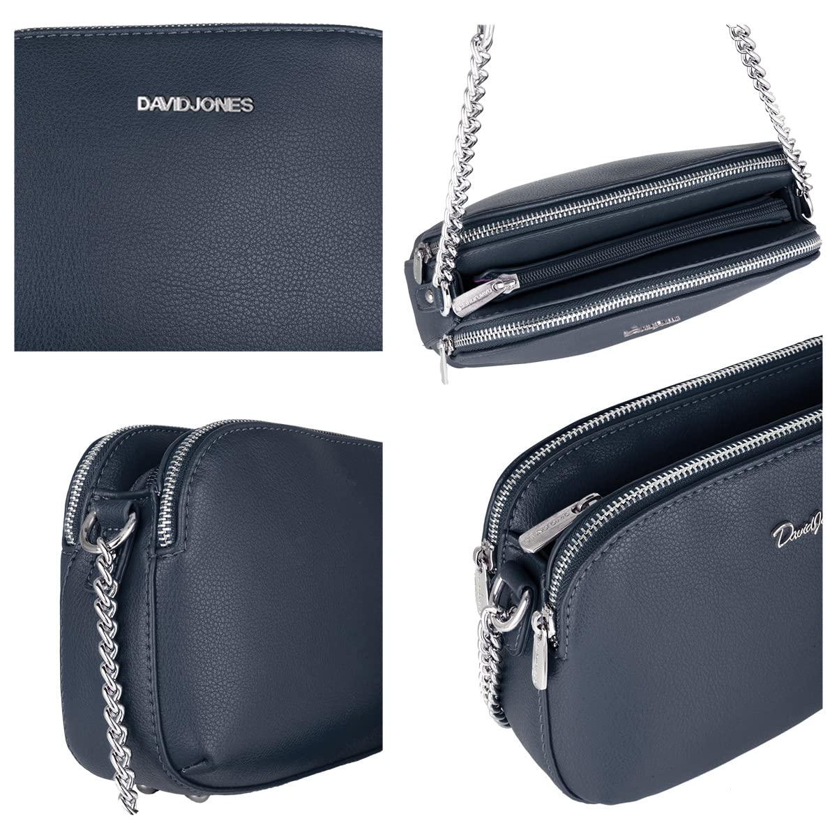 David Jones - Damska Torba na Ramię Wiele Kieszeni - Torebka Zamkiem błyskawicznym Skórzana PU - Mała Crossbody Messenger Bag - Torby Kopertówka - Modna Robocza Podróżna