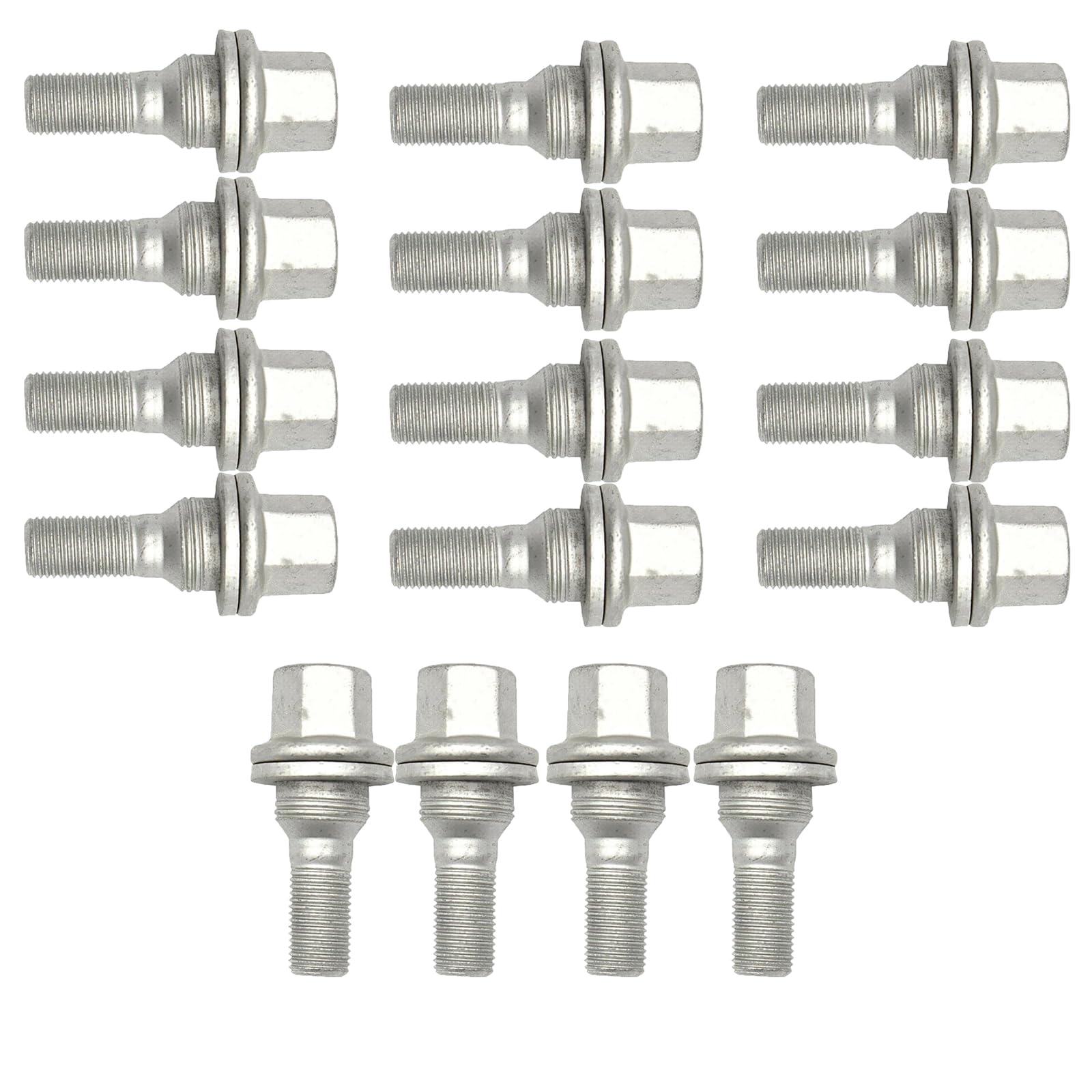 16 bulloni per ruote, M12 x 1,25, 9817024580, per Citroen, Peugeot, argento