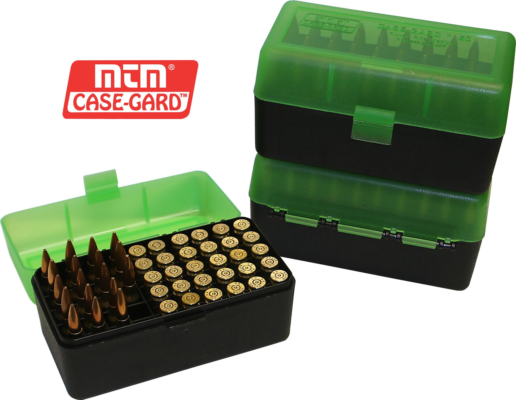MTM 50 Round Rifle Ammunition Box RM-50 Green/Black, Ansicht 3