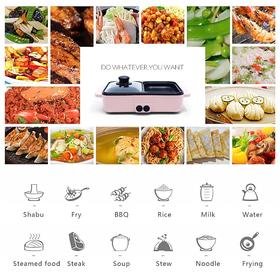 Amazon.com: Electric Grill Hot Pot 2 in 1,Mini Electric Hot