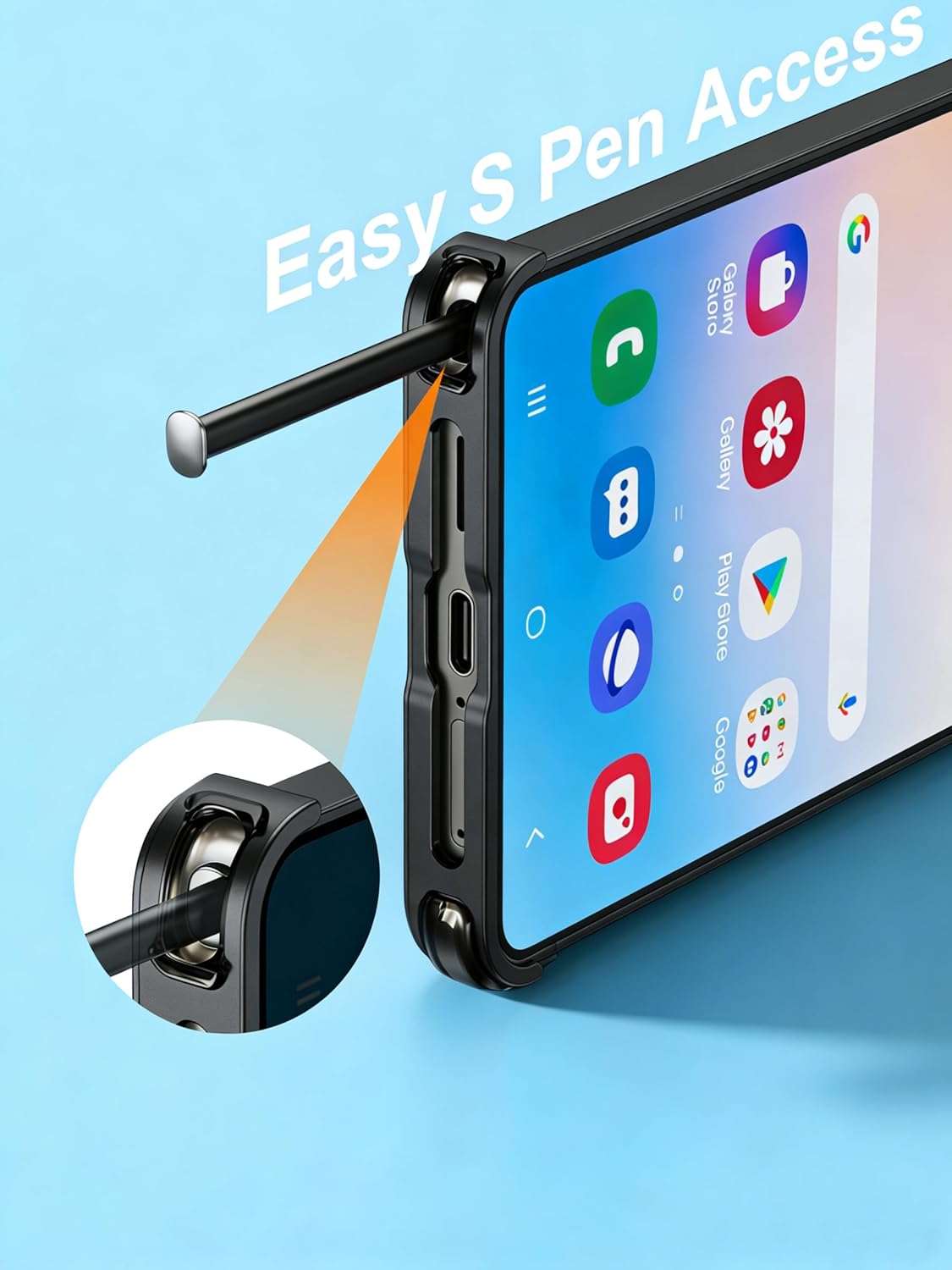 for Samsung Galaxy S26 Ultra Case with Magnetic Stand, Rotatable Kickstand for Aluminum Metal S26 Ultra Case with S Pen Cutout, Frameless Slim Phone Cover for Galaxy S26Ultra, Black