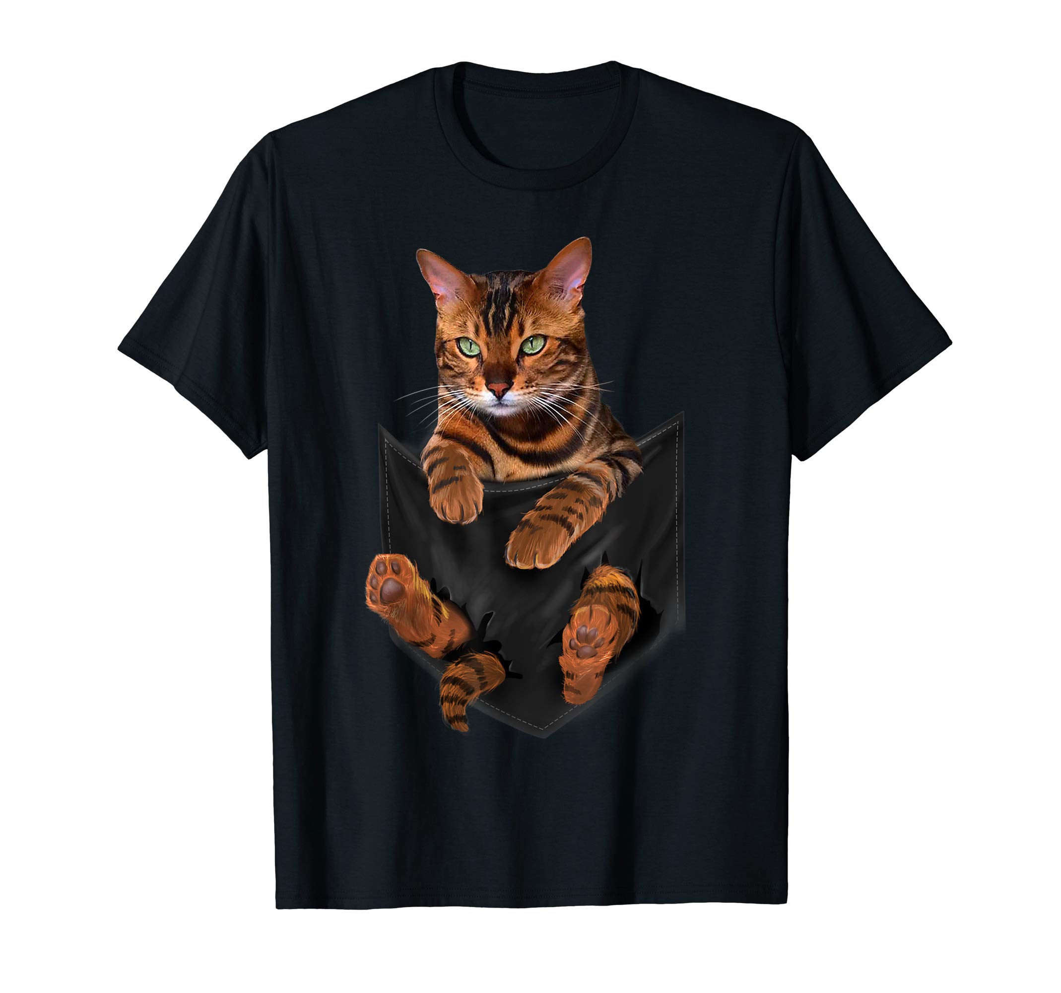 Cat Craze TeesCat Tiger-Print in Pocket T-Shirt Cats Tee Shirt Gifts T-Shirt