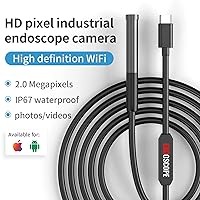 Vista 2 de Cámara de endoscopio con luz, boroscopio con 6 luces LED, endoscopio con cámara de serpiente semirrígida de 9.8 pies, cámara de inspección
