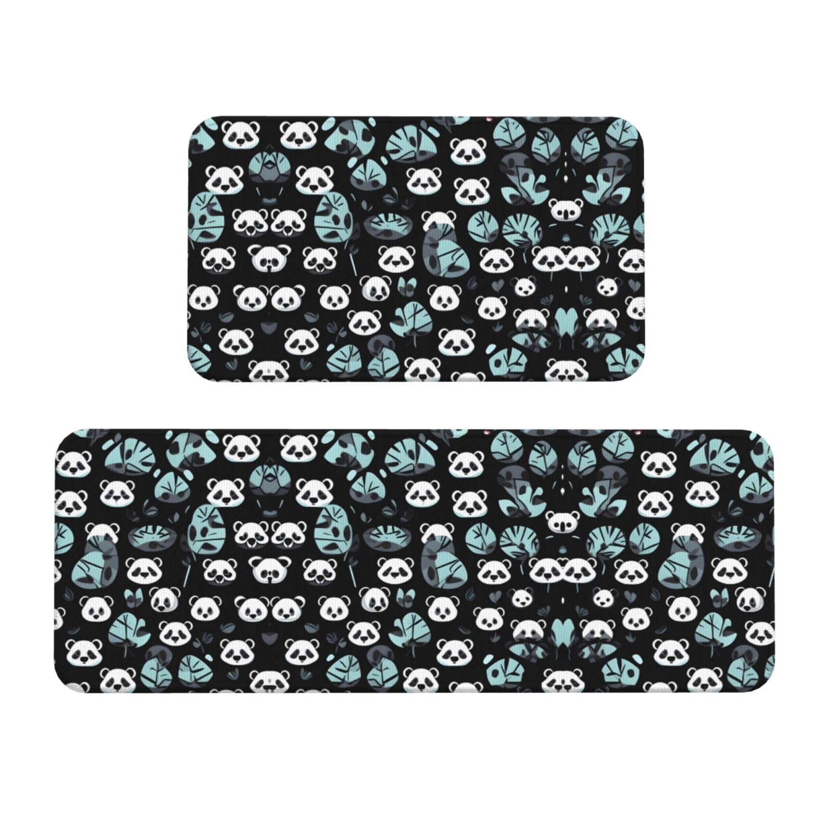 Alfombrillas de cocina de panda, juego de 2 tapetes ideales para lavandería y entrada de casa