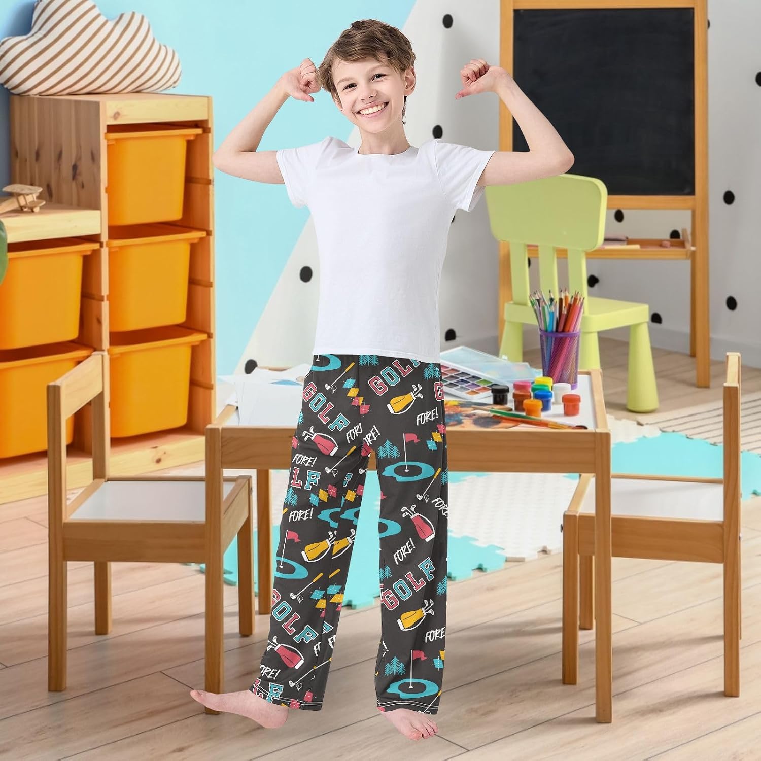 visesunny Joggers Pants for Boys Sweatpants Elastic Waist Animal Printed Long Bottoms Athletic Trousers with Pocket Size S-XL