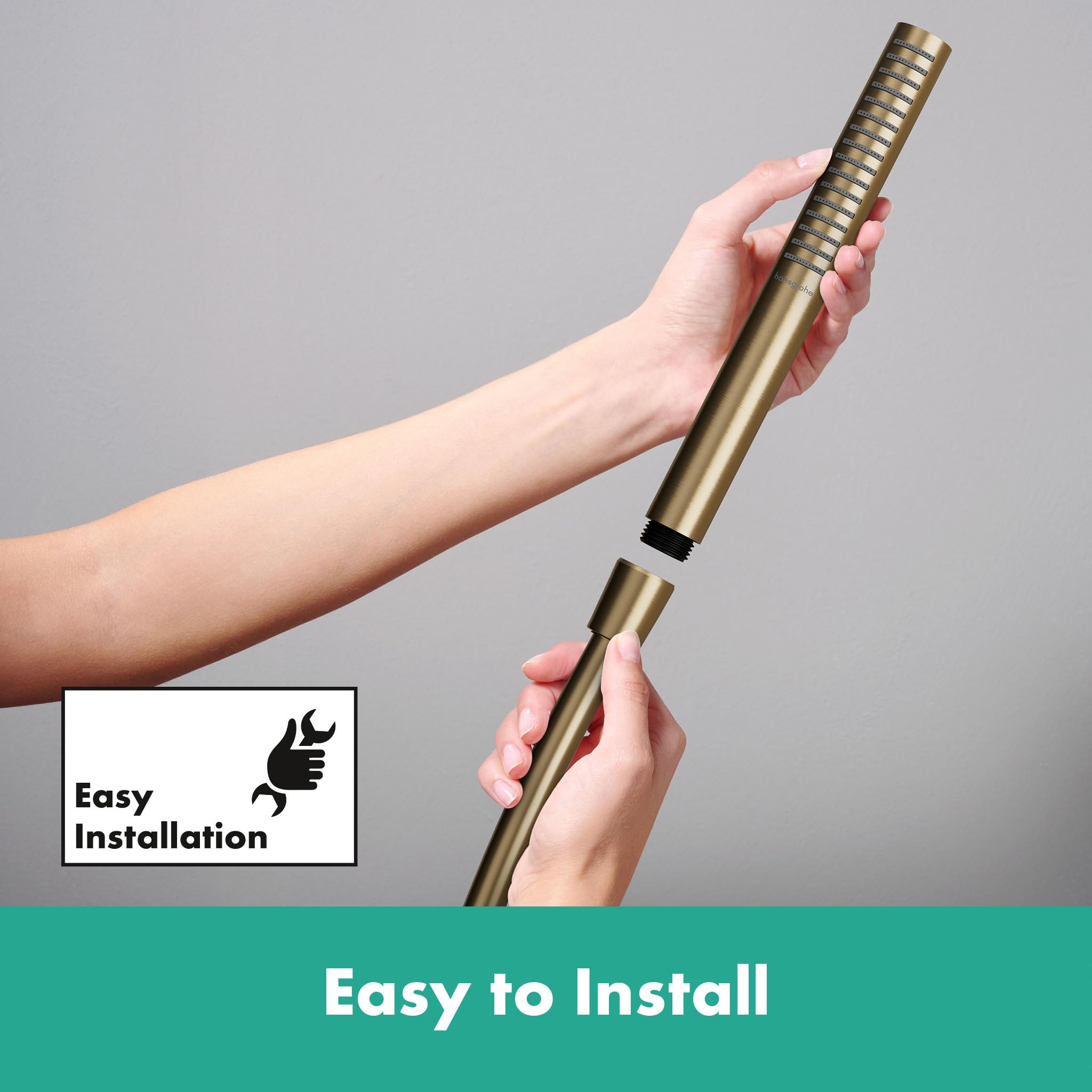 hansgrohe 24126140 Pulsify S Baton Hand Shower 100 1jet EcoSmart, Brushed Bronze - Image 3