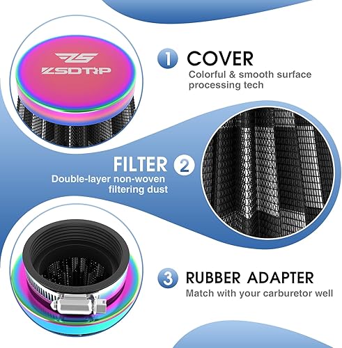 Miniatura 5 de 2 filtros de aire de motocicleta de 1.38 pulgadas para Honda YAMAHA SUZUKI ATV SSR TTR Dirt Bike Pit Bike Mini Bike GY6 Scooter Motocicleta Filtro