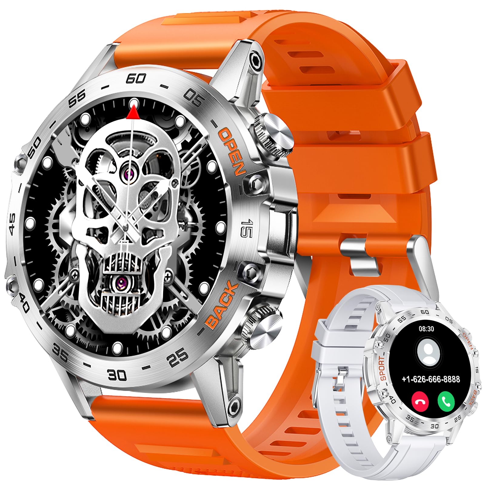 Smart Watches for Men(Answer/Calls),1.39 inch Touchscreen/5ATM Waterproof/120+ Sports Modes Fitness Watch with Heart Rate for Android/iOS Orange