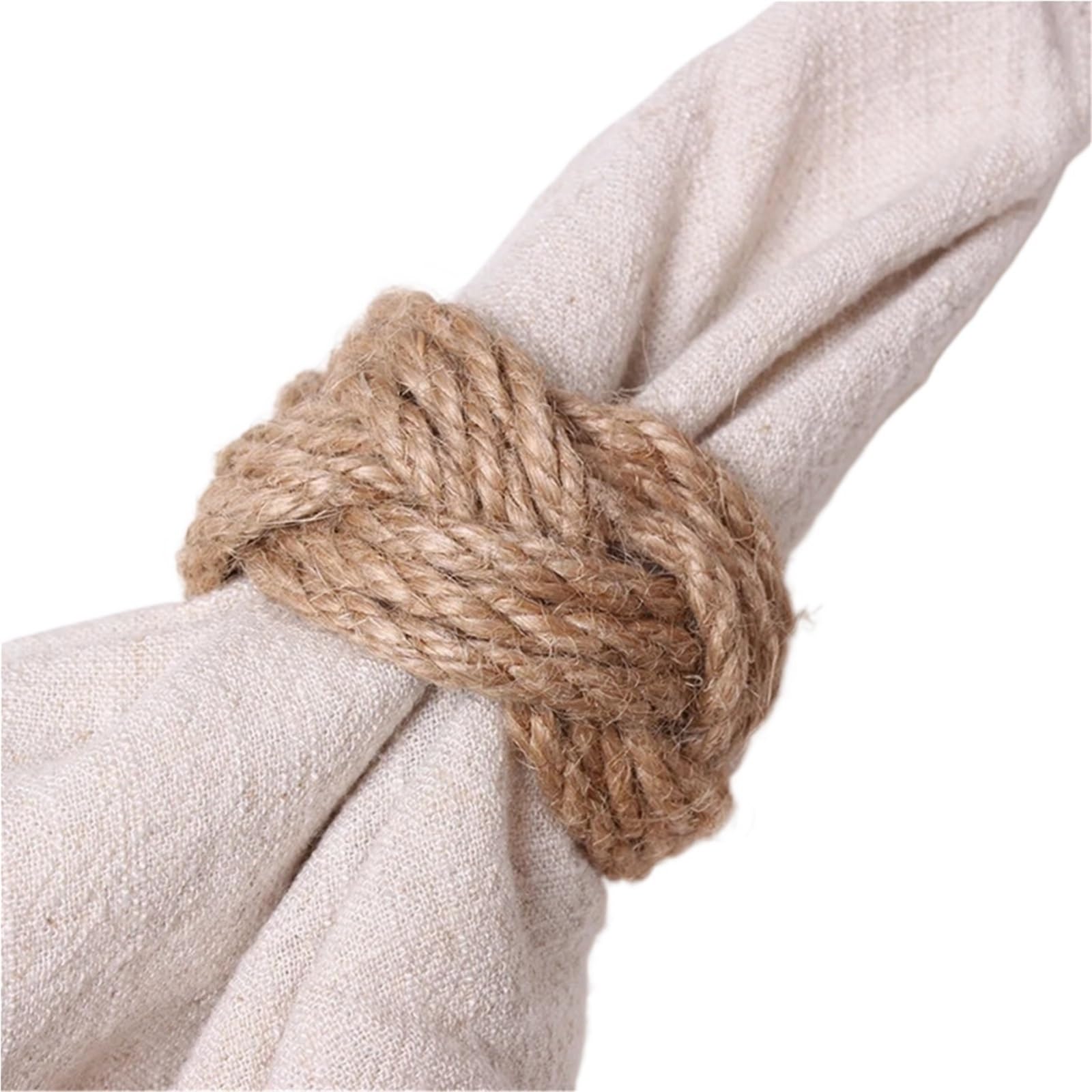 Lot de 32 ronds de serviette tissés en lin naturel marron fait à la main pour décoration de table de mariage ou d'anniversaire