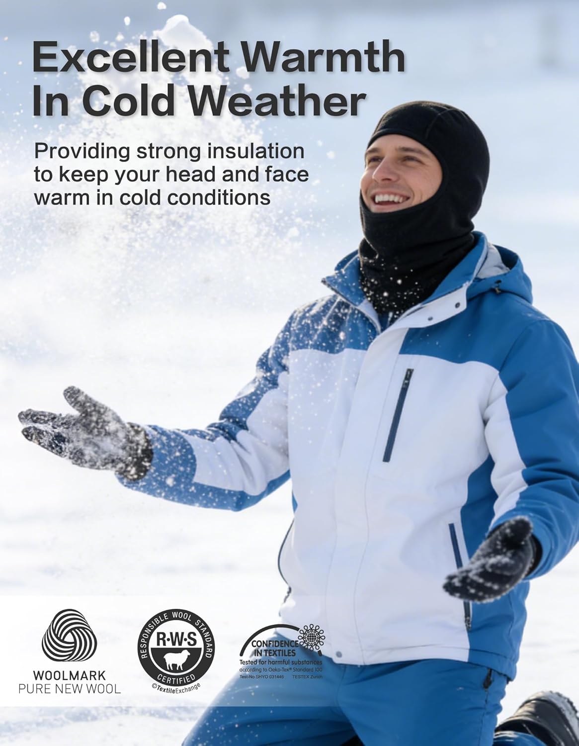 Merino Wool Balaclava Ski Masks for Men & Women，Breathable Shiesty Mask Men, Thermal Windproof Motorcycle Face Mask - Image 3