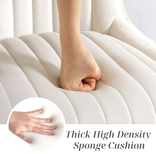 Miniatura 5 de Taburetes de bar beige con patas doradas de terciopelo de 26 pulgadas, juego de 2 sillas de isla de cocina modernas tapizadas con respaldo