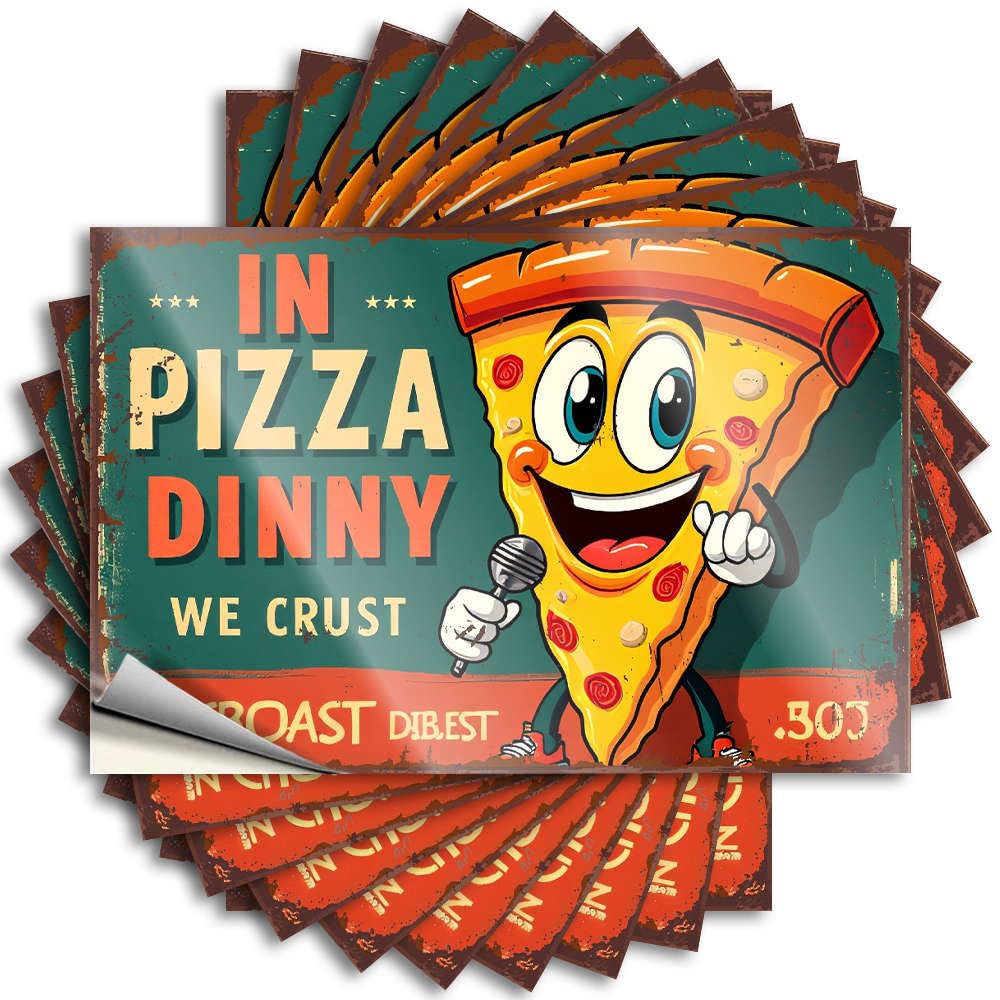 Fzfn Men's Colour Stickers - Fall Bumper In Pizza Dinny, We Crust In Croast Dibest. For Student Grunge(12X18cm)