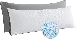 WhatsBedding Fluffy Shredded Memory Foam Body Pillow for Adults - Adjustable Large White Pillow with Removable Cover