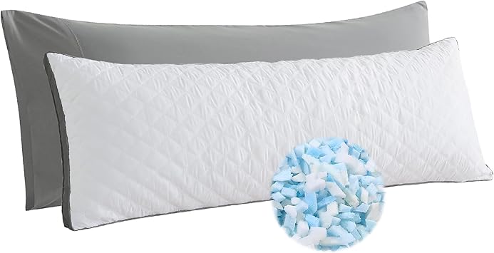 WhatsBedding Memory Foam Body Pillow with Removable Pillowcase-Fluffy Body Pillows for Adults -Large Long Bed Pillows for Sleeping - 20x54 inch, White