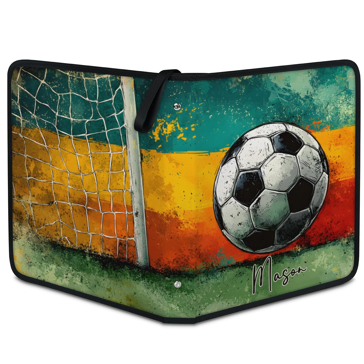Top-Loaders-for-Cards Sammelkarten-Alben, benutzerdefinierter Tresorbuch, 9 Taschen, Sport-Karten-Binder als Geschenk für Damen, Herren, Kinder, Mädchen, Jungen, schwarzer Fußball
