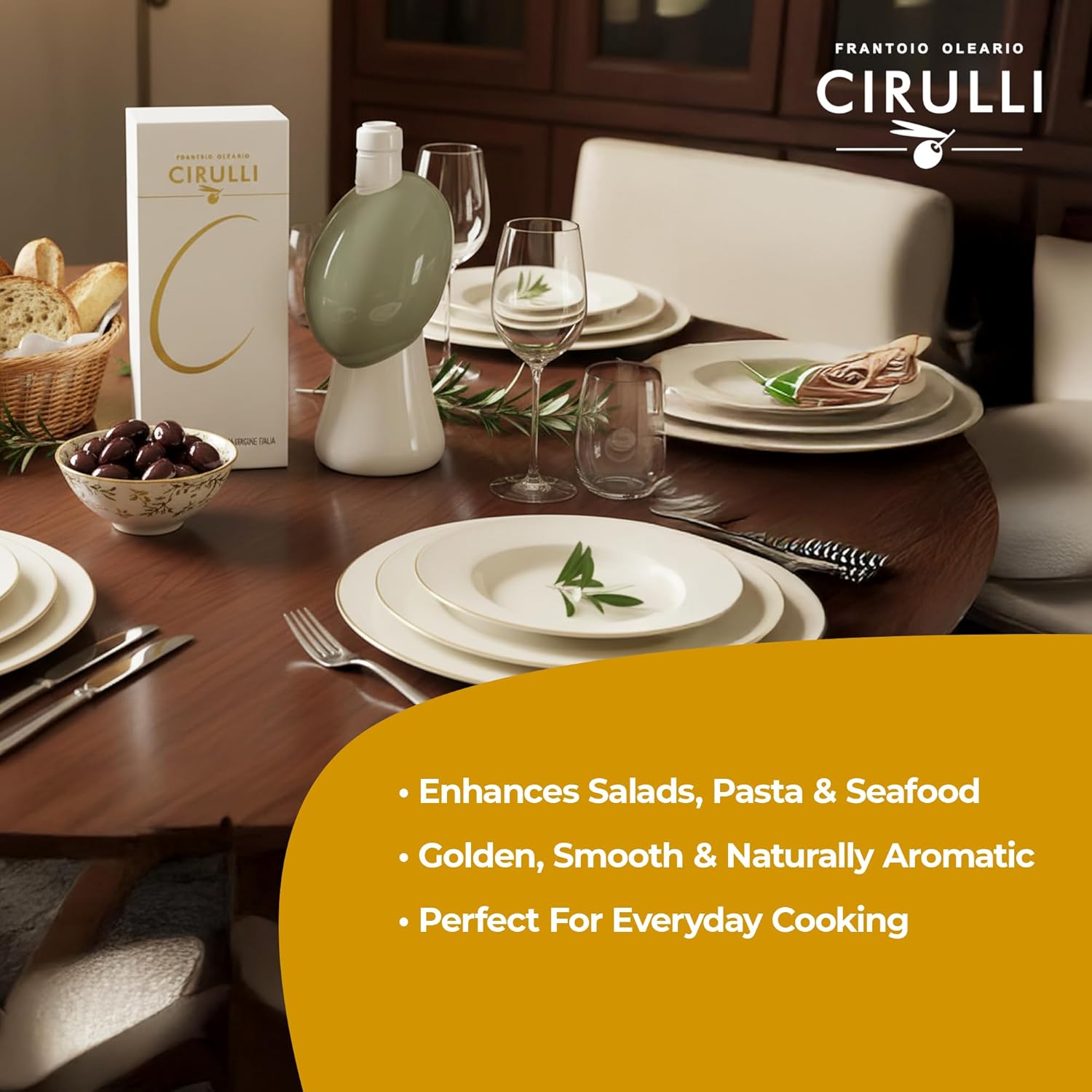 Cirulli Organic Extra Virgin Olive Oil – Ceramic Olive Oil Bottle – 500ml (16.9 fl. oz.) Ideal Gourmet Gift –Premium Cold Pressed, Fruity Aroma - Unrefined & Unfiltered - Organic EVOO - Olive Green