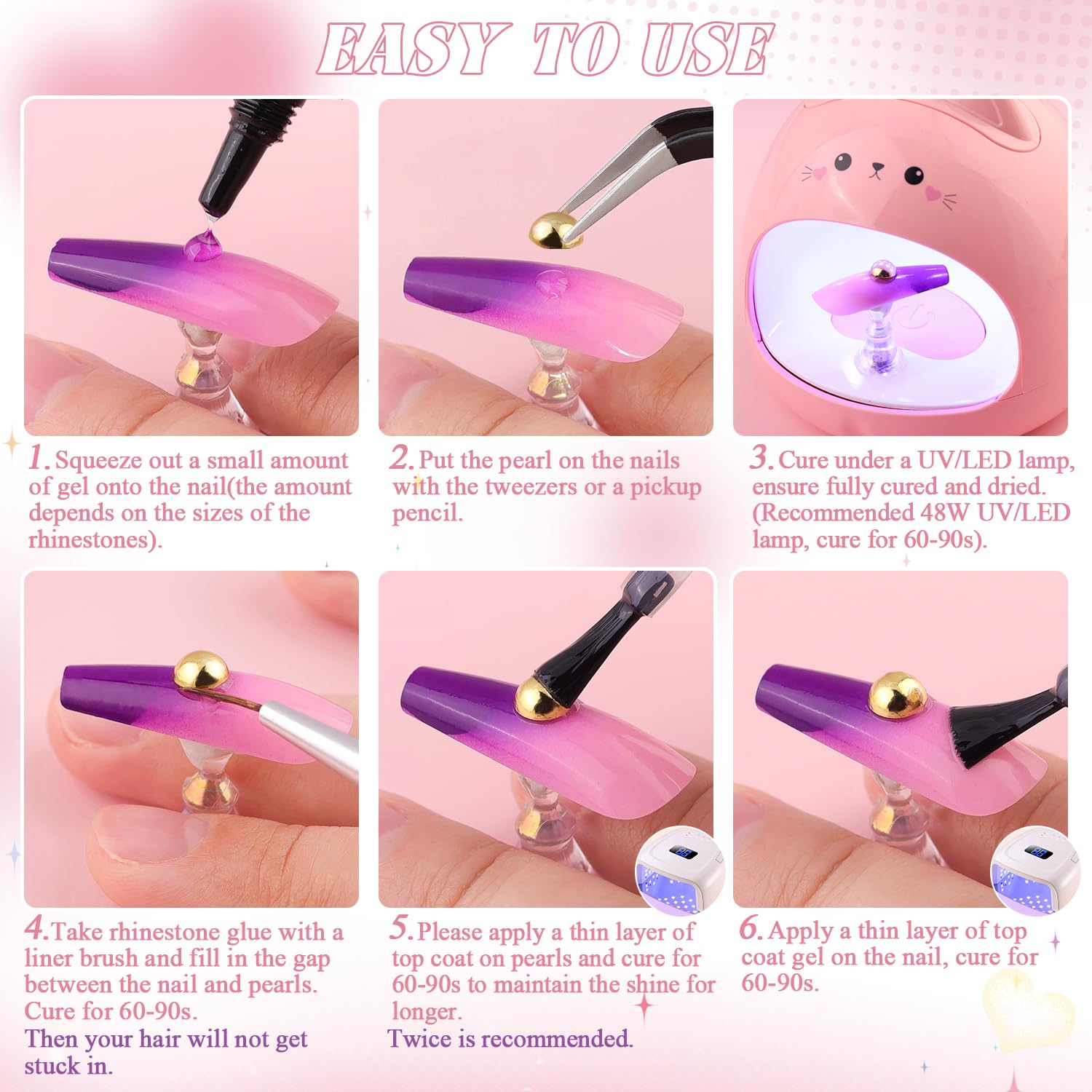Perlas de uñas con parte trasera plana, gemas y pegamento, pequeñas cuentas de uñas redondas plateadas y doradas y perlas blancas beige para uñas con herramientas de recogida, dijes de perlas para