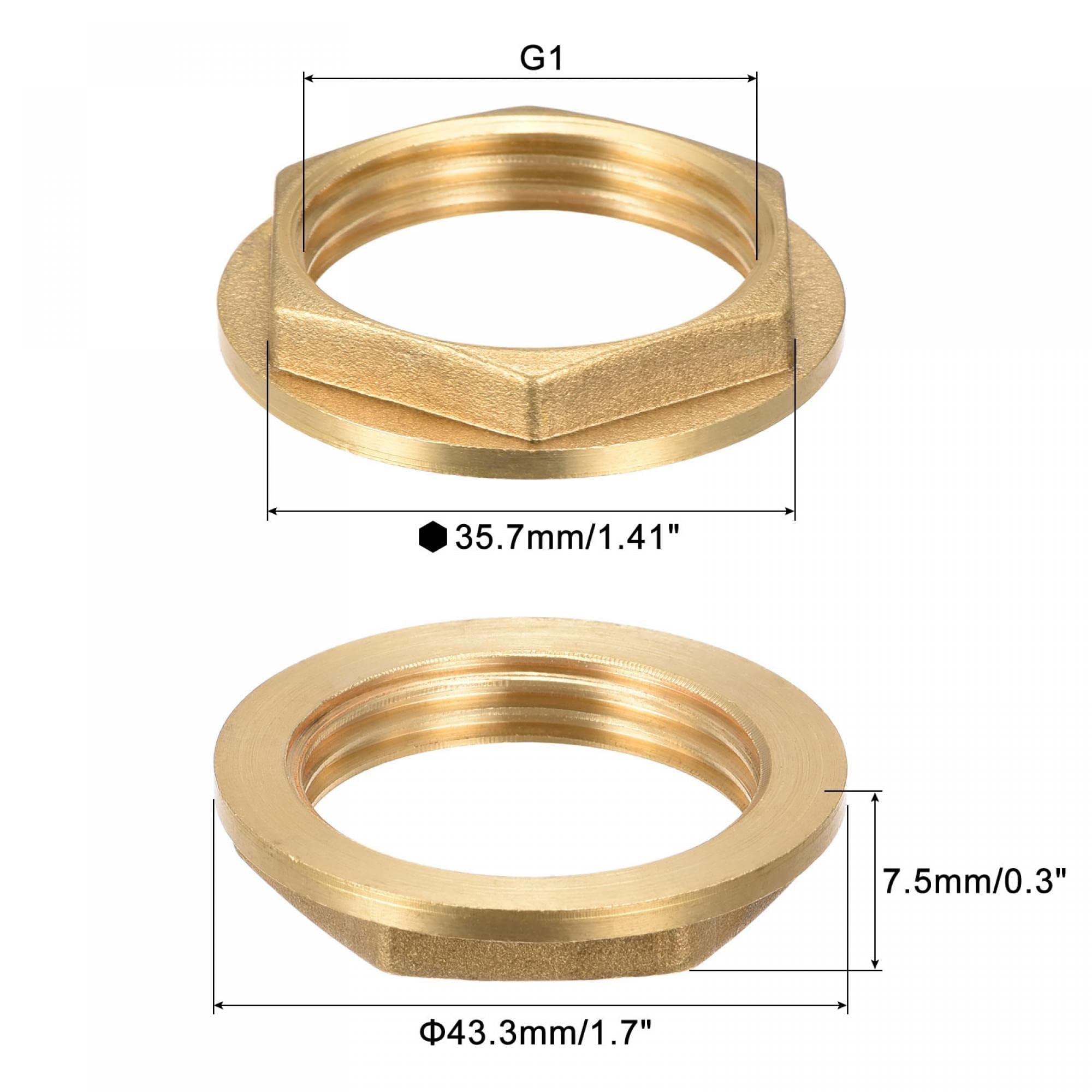 TA-VIGOR 2Pcs G1 Flange Lock Nuts, Brass Female Thread Hex Lock Nut Pipe Fitting with Flange for Plumbing Fixed - Image 2