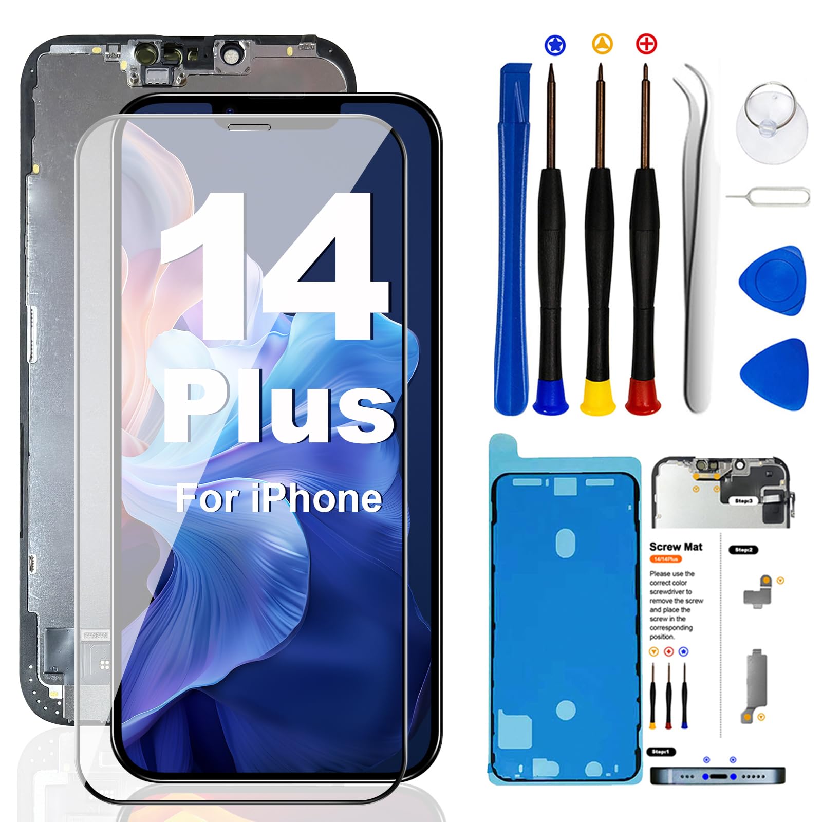 kity　iPhone14plus Amazon.com: for iPhone 14 Plus Screen Replacement Kit 6.7