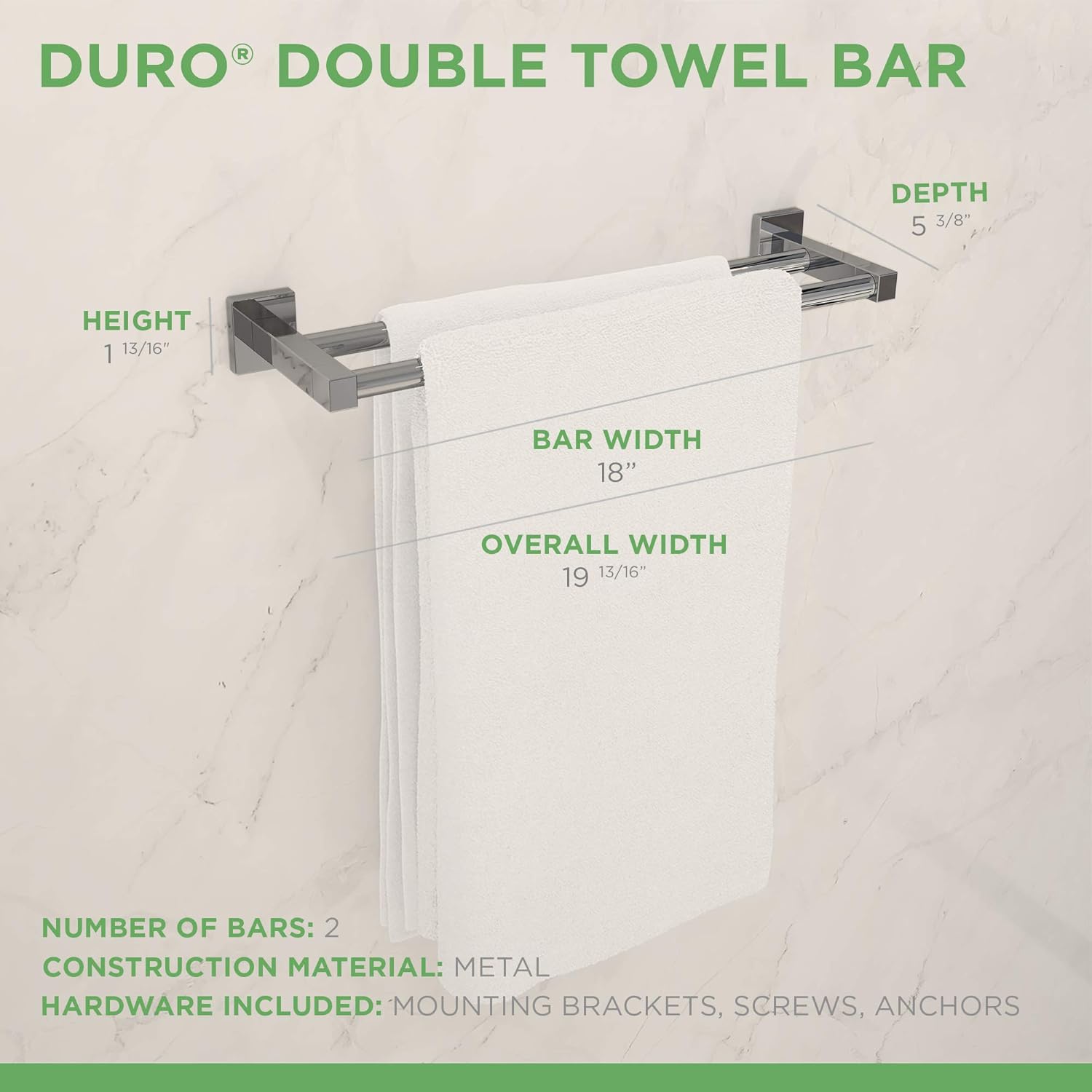 Big Sale Symmons 363DTB-18 Duro 18 in. Wall-Mounted Double Towel Bar in Polished Chrome