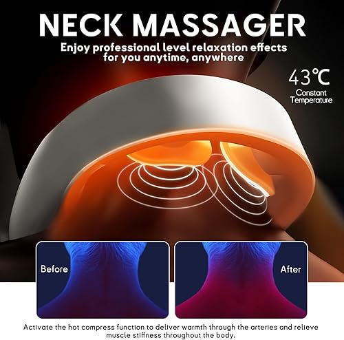 Miniatura 4 de Masajeador de cuello para aliviar el dolor de tejido profundo, masajeador de cuello eléctrico portátil con calor para mujeres y hombres