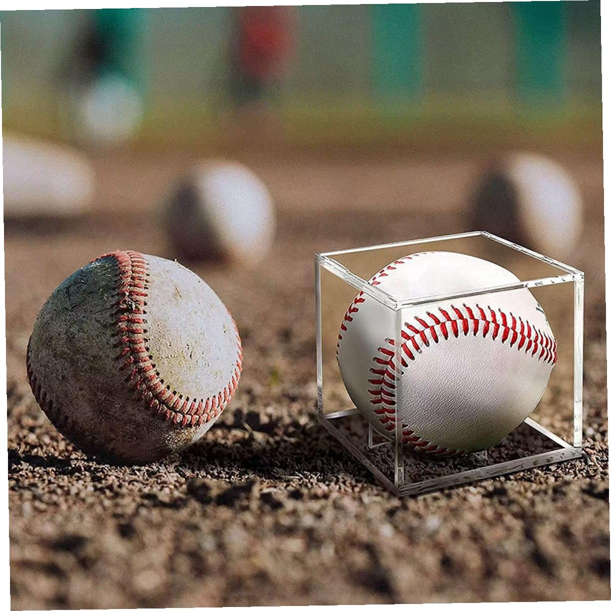 Gatuida Vitrinas de Acrílico Transparentes con Soporte Estable para Exhibir Béisbol y Balones Firmadas, Caja Cuadrada de 3 Piezas para Colección y Almacenamiento