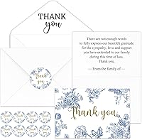 Vista 12 de Fumete Juego de 50 tarjetas de agradecimiento funerarias con sobres y calcomanías, tarjetas de agradecimiento de condolencias con mensaje