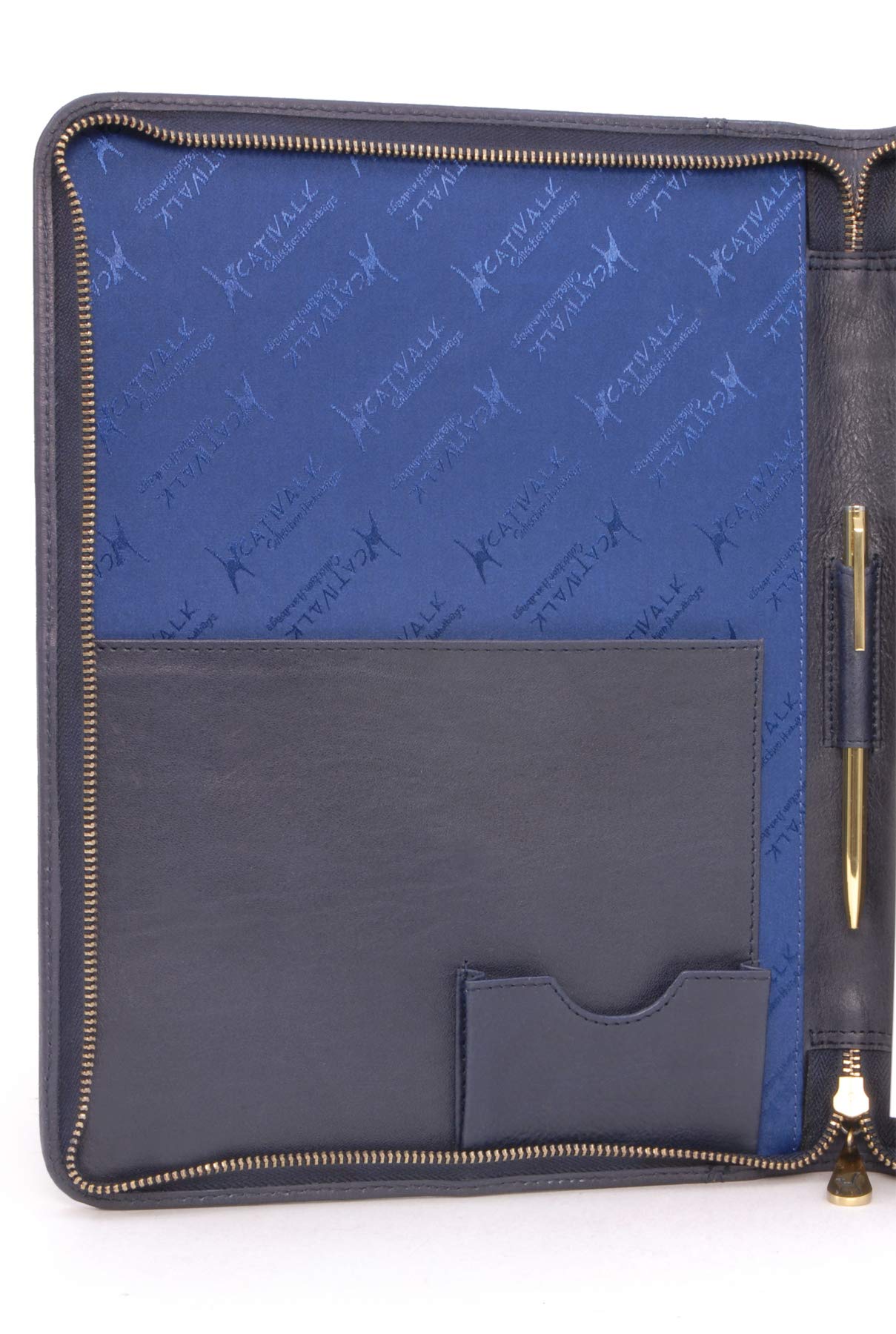 CHLOE Porte Document Cuir Femme Portefeuille de Voyage Zippé A4 Bloc-Note Pochette Pour Tablette Bleu