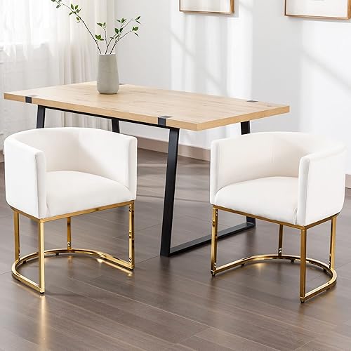 Miniatura 3 de VESCASA Silla de comedor tapizada de terciopelo con respaldo de barril, moderna silla de restaurante acolchada de mediados de siglo con marco de