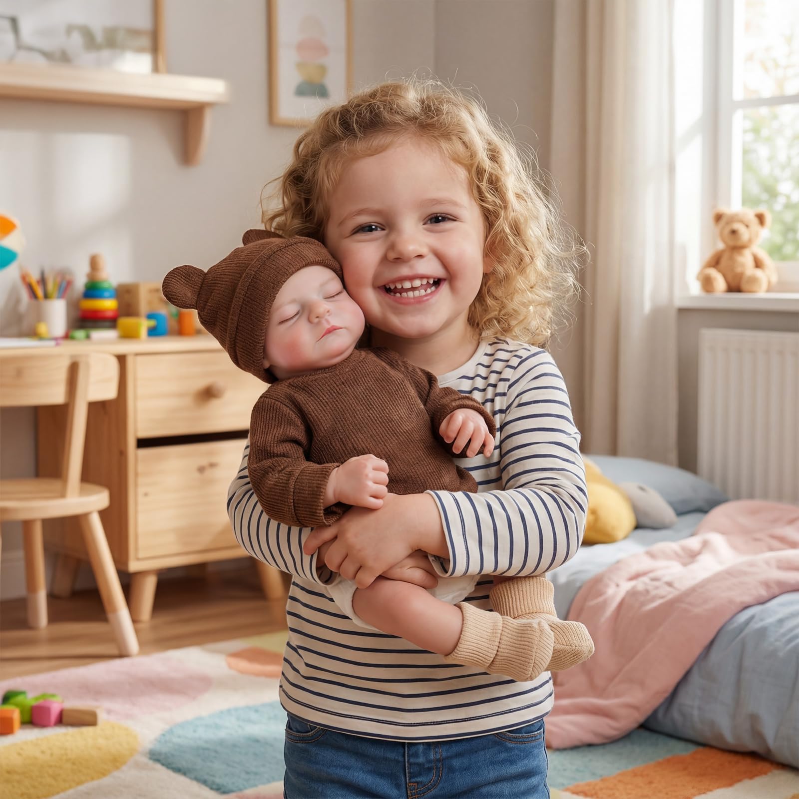 BABESIDE Lebensechte Reborn Babypuppe – 17 Zoll Reborn Junge mit Stoffkörper, Realistische Neugeborenenpuppe mit Outfit & Zubehör für Mädchen und Jungen ab 3 Jahren