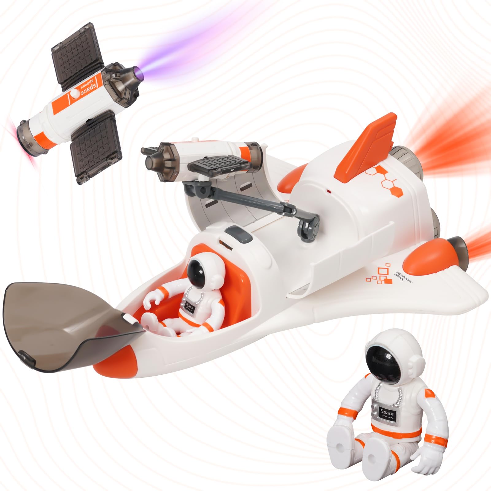 Giocattolo Razzo Spaziale,Astronave Spaziale,Set Giocattolo Sistema Solare con Razzo Spaziale con Spruzzatore,Luci E Musica Per Bambini,Scienza,Istruzione
