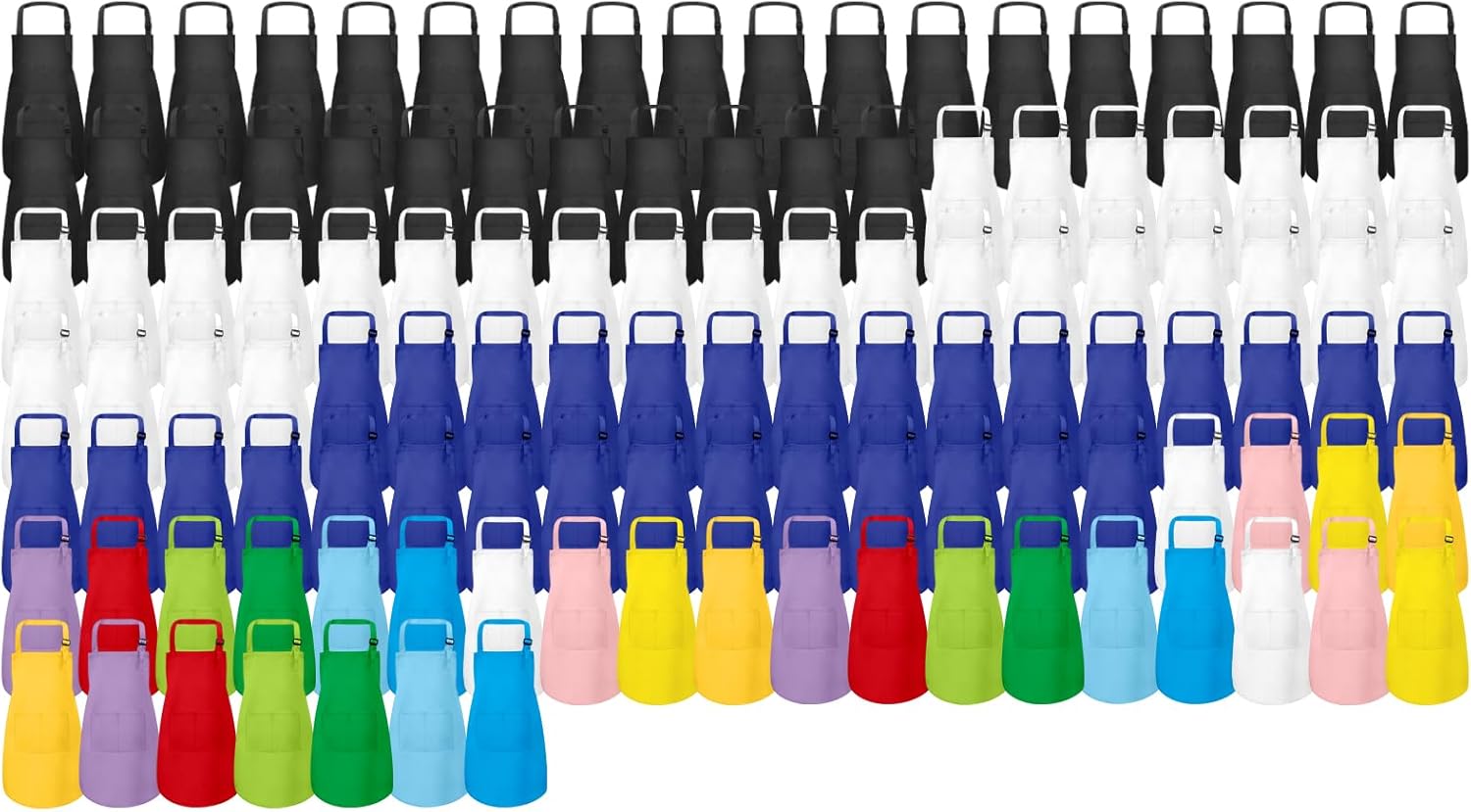 120 Pcs Kids Apron Bulk Adjustable Children Bib Aprons for Kids with Pockets Cooking Painting Baking, Large