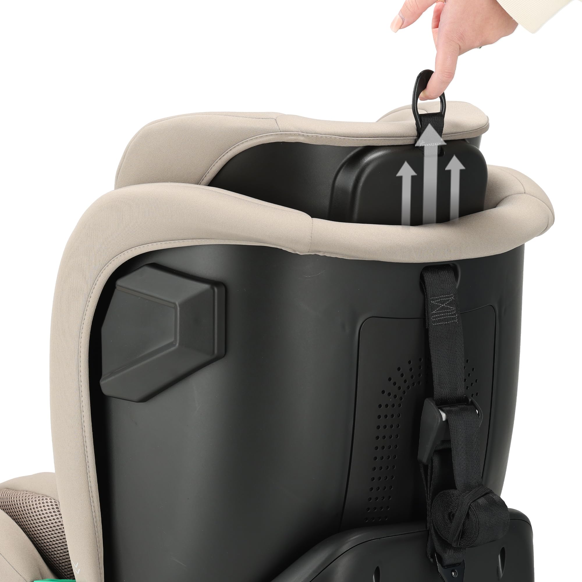 Deryan Colin i-Size Kindersitz 40-150 cm - Gruppe 0+/1/2/3, Drehbarer Autositz 360°, 0-12 Jahre (0-36 kg), Isofix, Gurtbefestigung, Seitenaufprallschutz, Verstellbare Kopfstütze (Nougat)