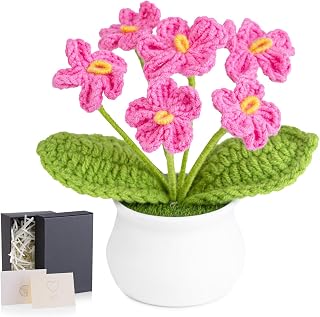 LAIDANLA Pink Crochet Forget Me Not Flowers Small Birthday Gift for Women