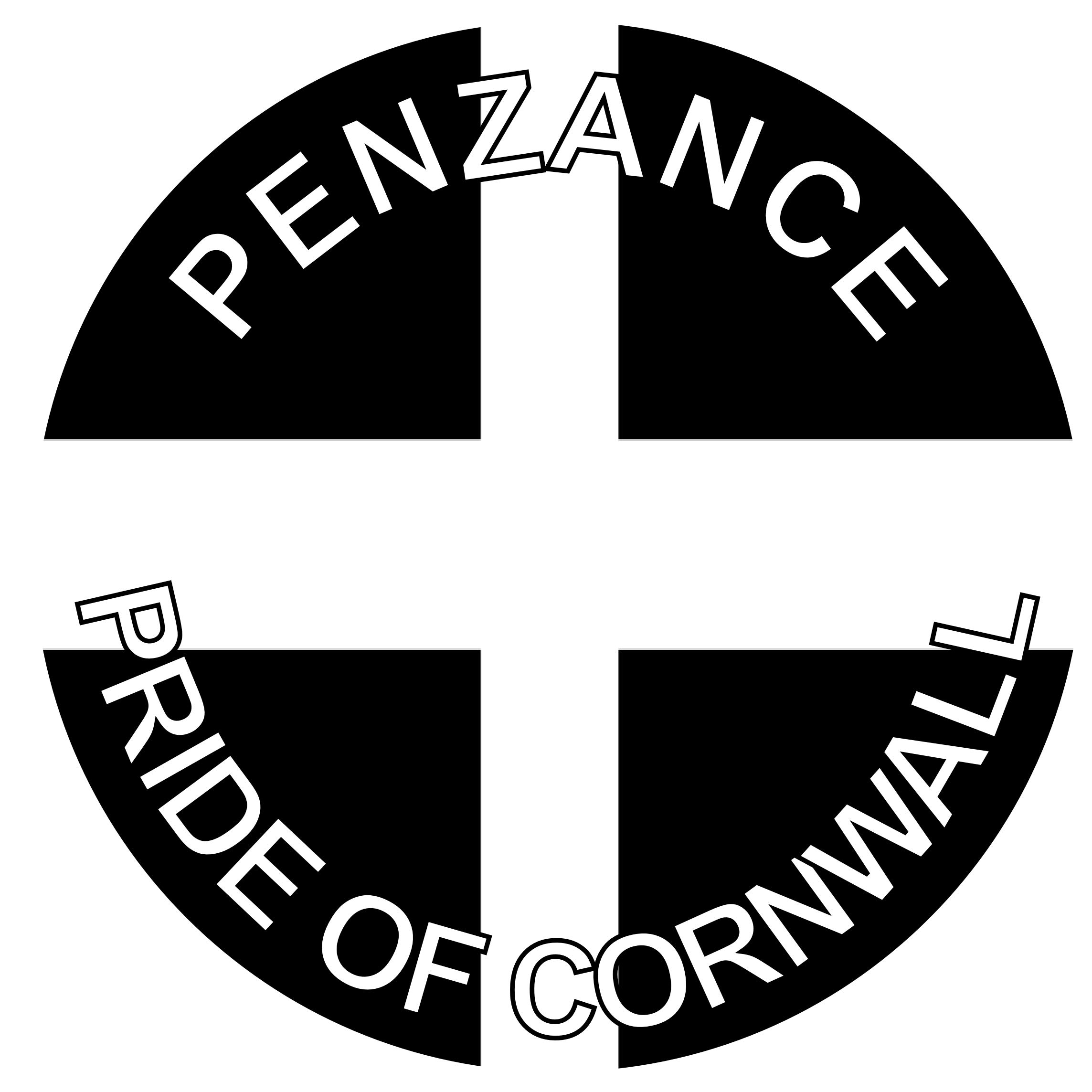 Penzance - Pride of Cornwall - (Two Pack) 80mm Diameter Car Bumper Window Decal Sticker