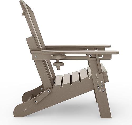 Miniatura 9 de WestinTrends Malibu - Silla Adirondack plegable ajustable con otomana retráctil y portavasos (juego de 2), madera envejecida