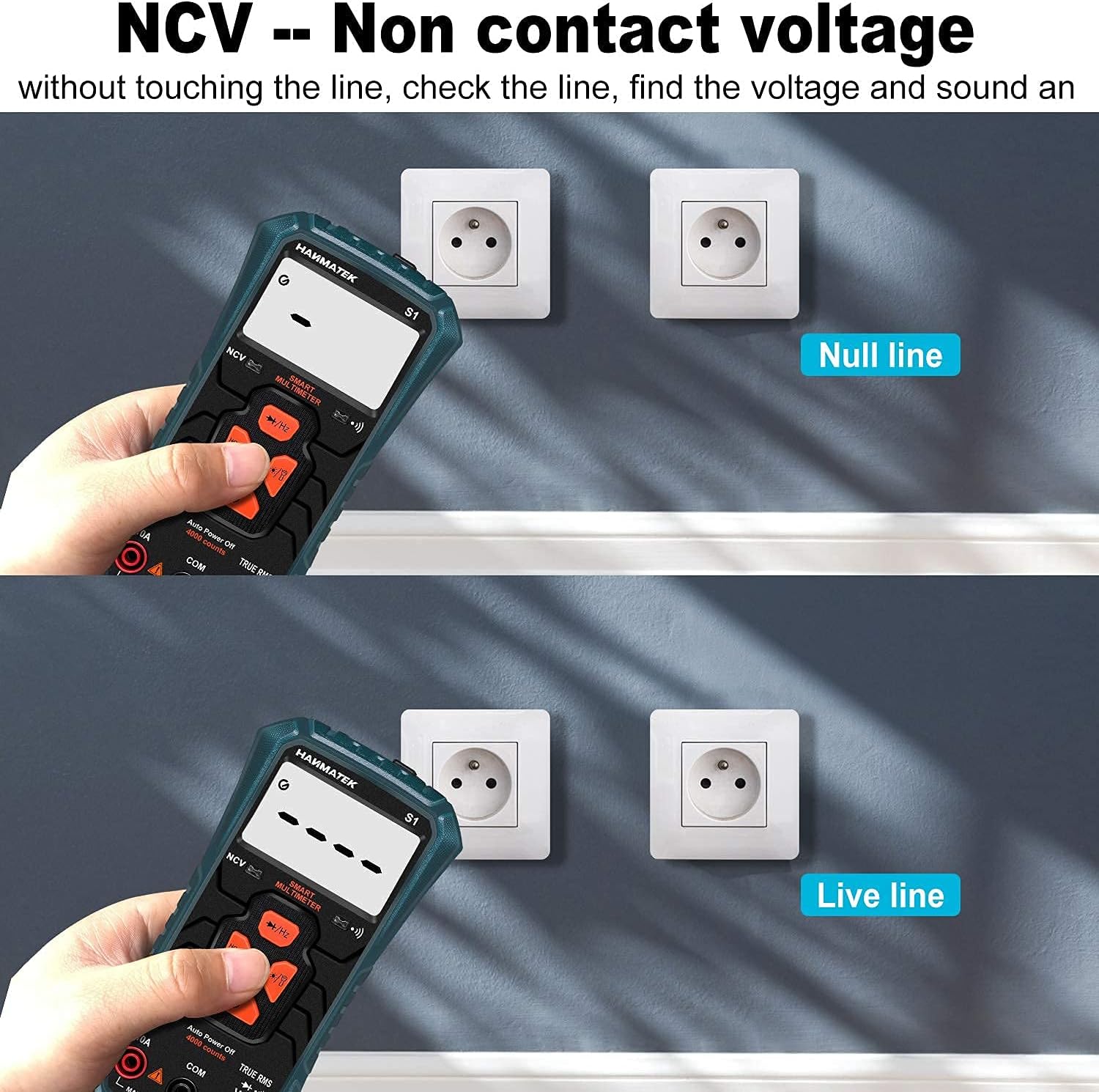 Battery compartment of HANMATEK S1 Multimeter with AAA batteries inserted
