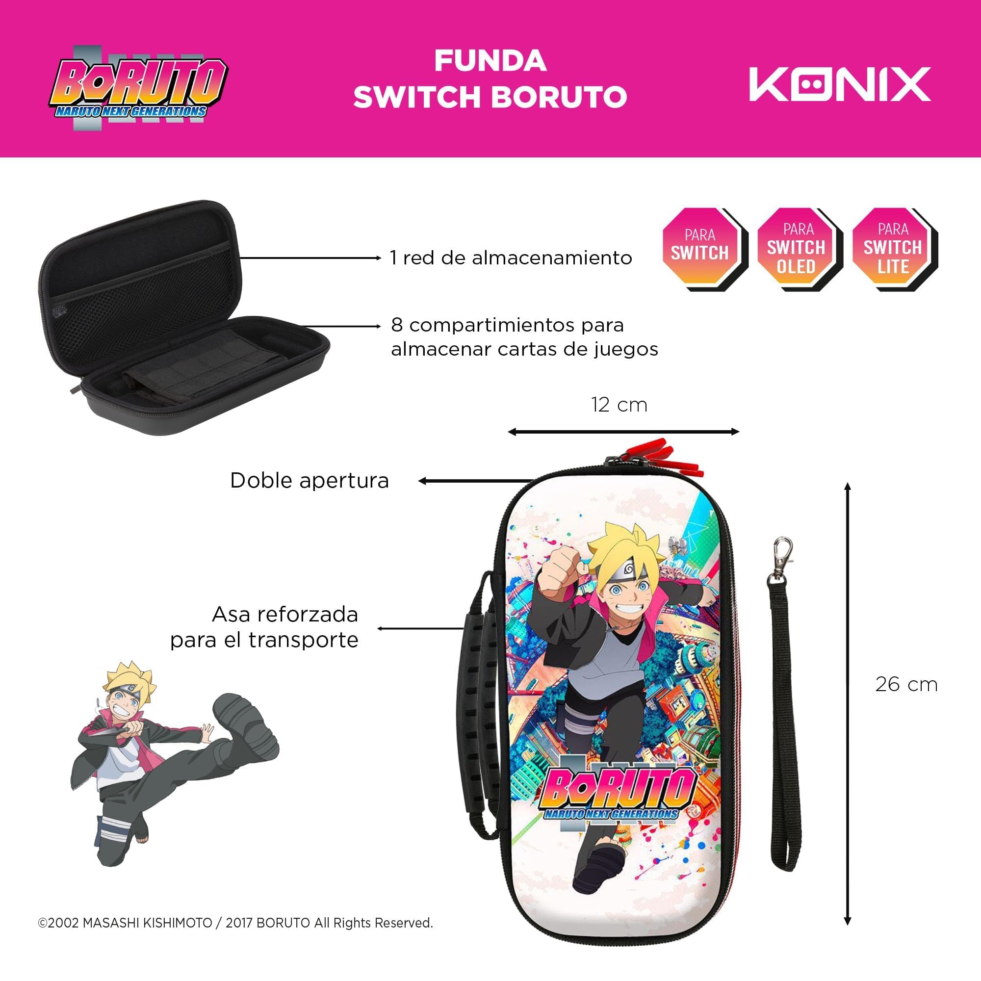 Konix My Hero Academia Funda de protección y Transporte para Nintendo Switch, Switch Lite y Switch OLED - 8 Juegos - Diseño My Hero Academia - Negro — view 123