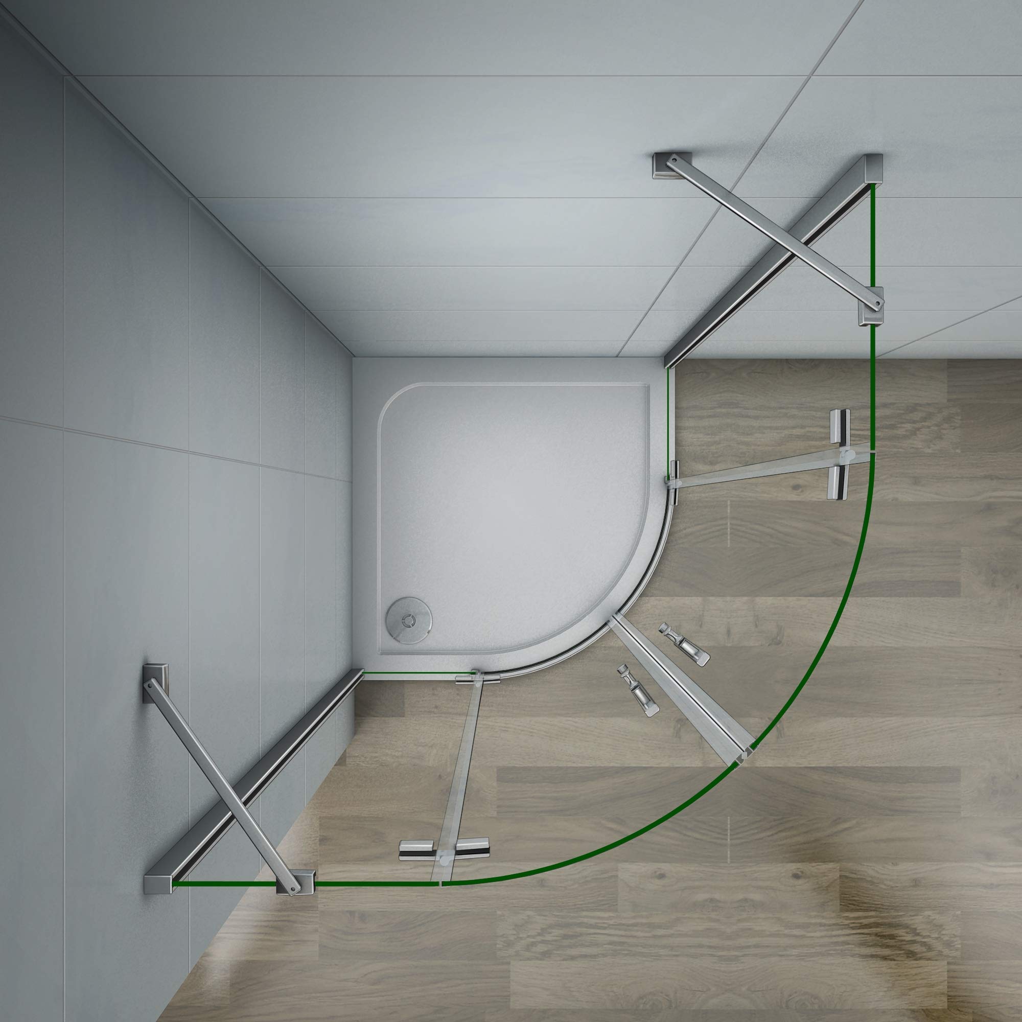 Aica box doccia semicircolare porta battente anticalcare vetro temperato trasparente 6mm (80x80x195 cm)