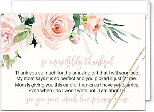 Tarjetas de agradecimiento con sobres (25 unidades) con diseño floral y elegante mensaje preimpreso de niñas con espacio personalizable para notas