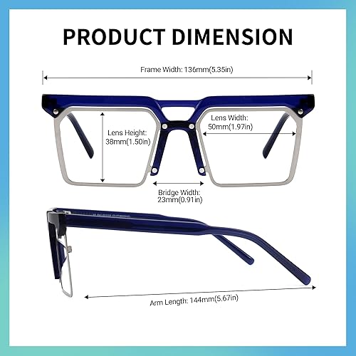 Miniatura 5 de Zeelool Marco de gafas rectangulares retro con lente transparente sin receta para hombres ZJGX839879