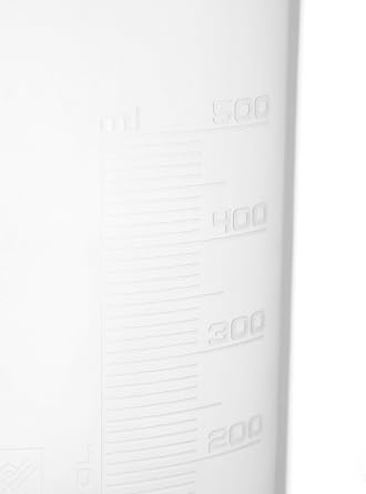 EISCO Plastic Beaker, 500ml - Polypropylene Plastic - Raised Graduations, Tapered Spout - Euro Design