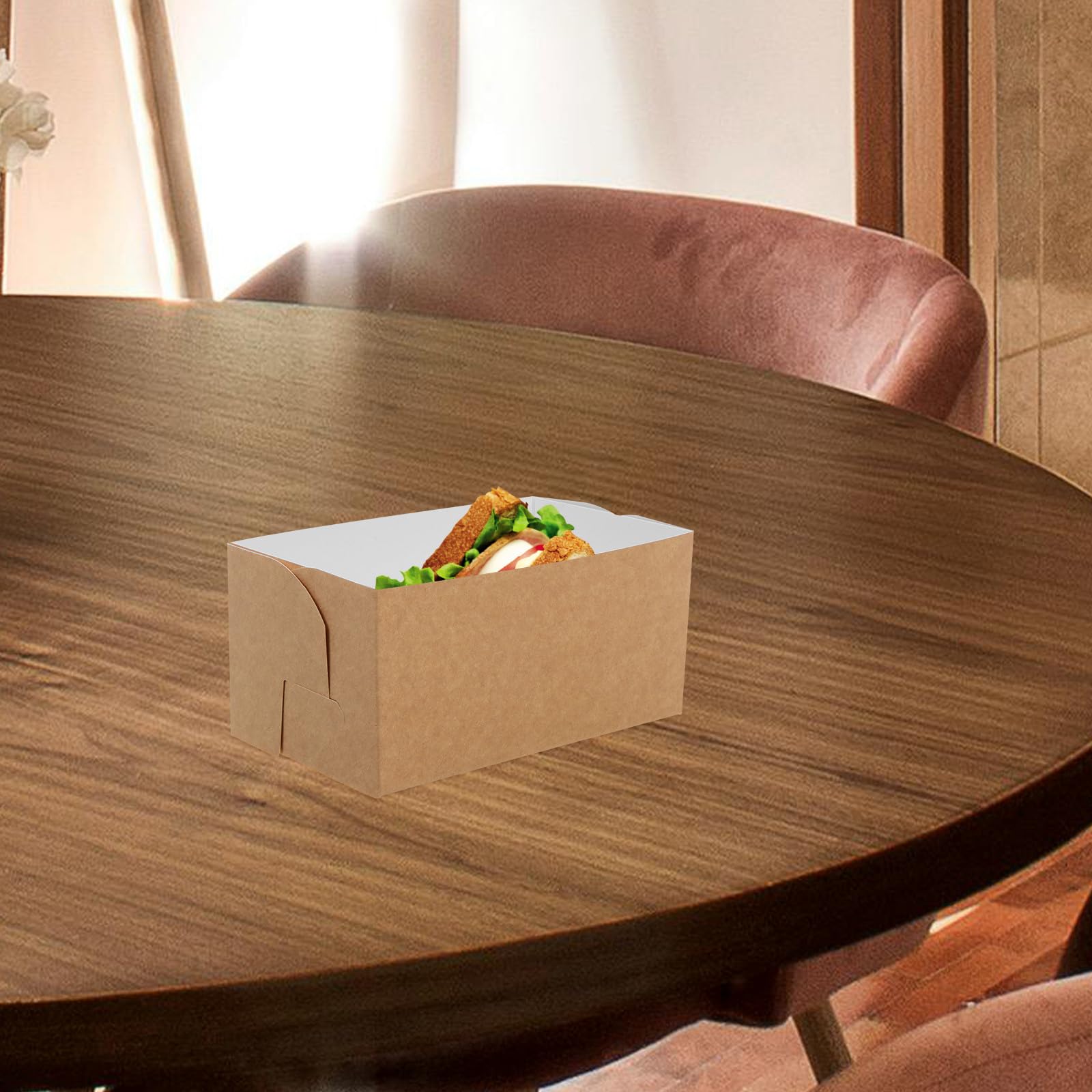 Kichvoe 50 Pezzi Scatole per Imballaggio Panini e Contenitori per Torte in Carta Antigrasso, Confezioni da Asporto Pratiche per Sandwich e Colazione in Viaggio