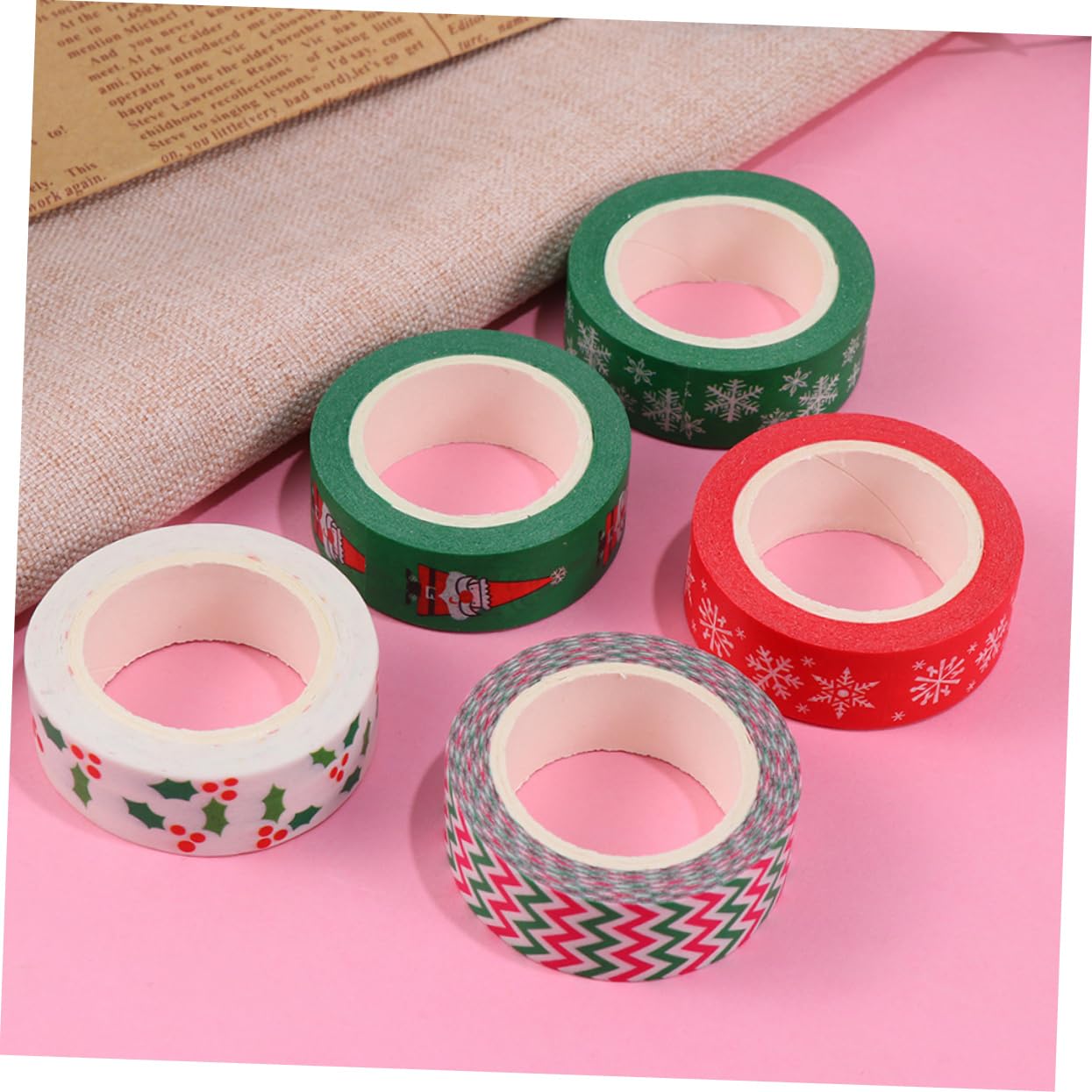 Operitacx Rollos navideña washi Tapes washi -Tape Decorativa Artesanal Mini Tarjetas de Navidad Pegatinas decoración Bricolaje Decorativa Regalo Papel