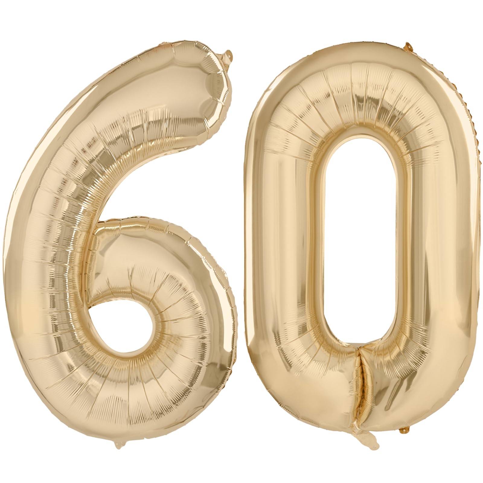 Light Gold Number 60 Balloons 40 Inch Large Aluminum Foil Party Balloons